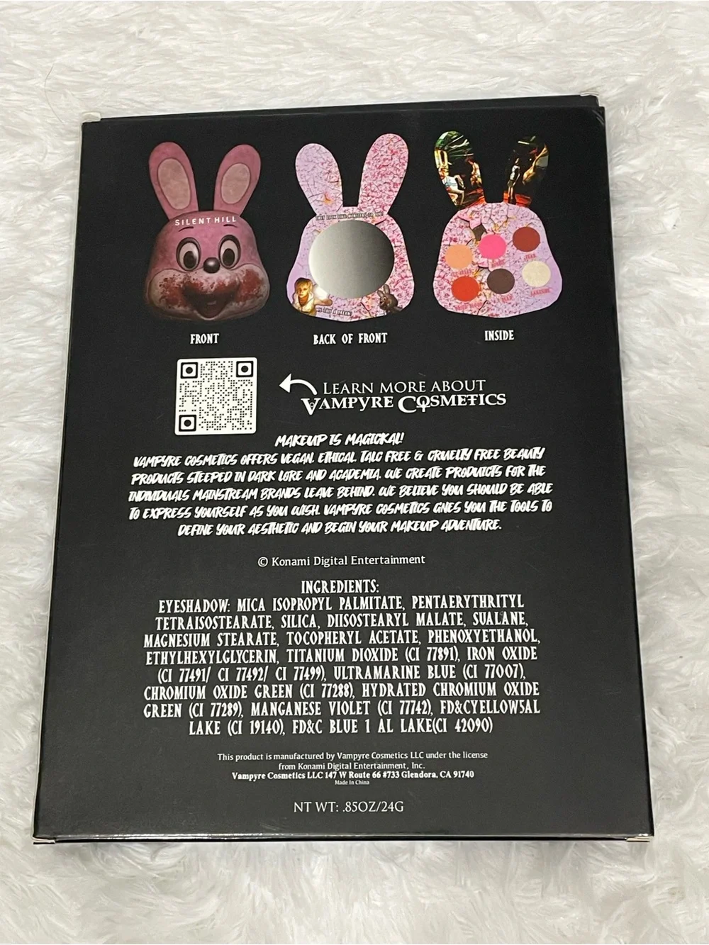 VAMPYRE COSMETICS x SILENT HILL Robbie The Rabbit Eyeshadow Palette Makeup